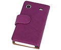 Washed Leer Bookstyle Wallet Case Hoesje - Geschikt voor Samsung Galaxy S i9000 Paars