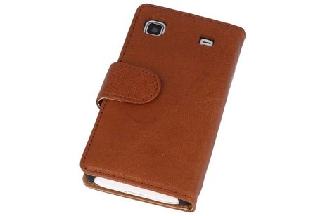 BAOHU Washed Leer Bookstyle Wallet Case Hoesje - Geschikt voor Samsung Galaxy S i9000 Bruin