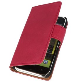 BAOHU Washed Leer Bookstyle Hoesje voor Samsung Galaxy S i9000 Roze