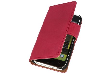 BAOHU Washed Leer Bookstyle Wallet Case Hoesje - Geschikt voor Samsung Galaxy S i9000 Roze