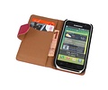 Washed Leer Bookstyle Wallet Case Hoesje - Geschikt voor Samsung Galaxy S i9000 Roze