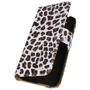 Luipaard Bookstyle Wallet Case Hoes voor HTC One M8 Bruin