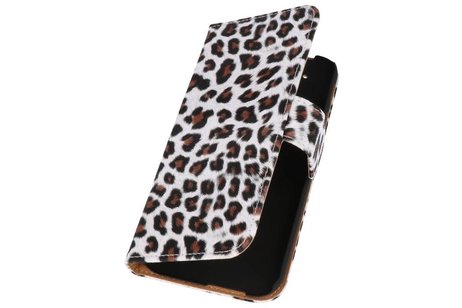 Luipaard Bookstyle Wallet Case Hoes voor HTC One M8 Bruin