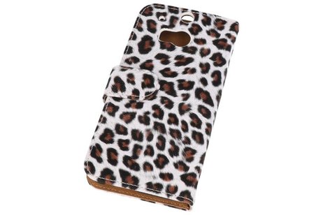 Luipaard Bookstyle Wallet Case Hoes voor HTC One M8 Bruin