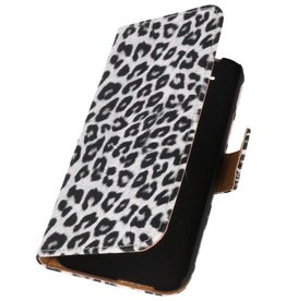 BAOHU Luipaard Bookstyle Hoes voor HTC One M8 Wit