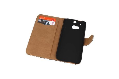 Luipaard Bookstyle Wallet Case Hoes voor HTC One M8 Wit