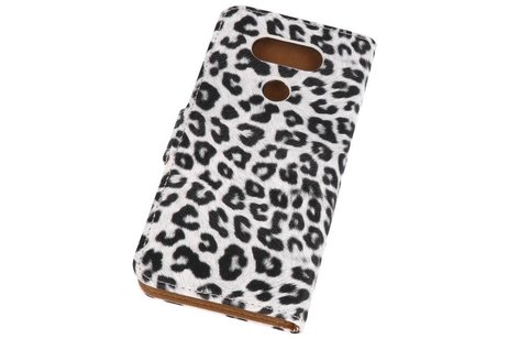 Luipaard Bookstyle Wallet Case Hoes voor LG G5 Wit