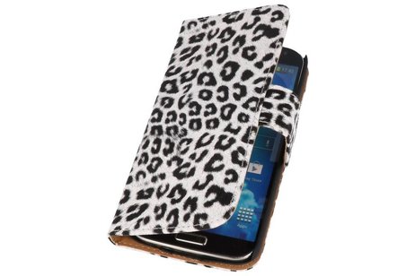 Luipaar Bookstyle Wallet Case Hoesjes voor Galaxy S4 Active i9295 Wit