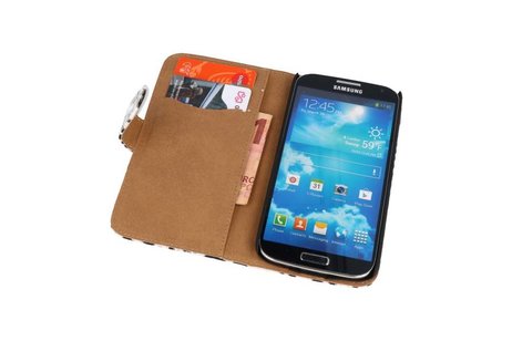 Luipaar Bookstyle Wallet Case Hoesjes voor Galaxy S4 Active i9295 Wit