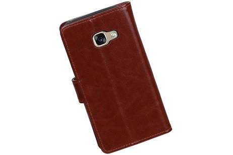 BAOHU Hoesje Geschikt voor Samsung Galaxy A3 2017 - Portemonnee hoesje booktype wallet case Bruin