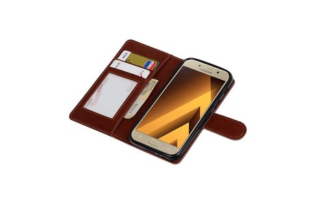 BAOHU Hoesje Geschikt voor Samsung Galaxy A3 2017 - Portemonnee hoesje booktype wallet case Bruin