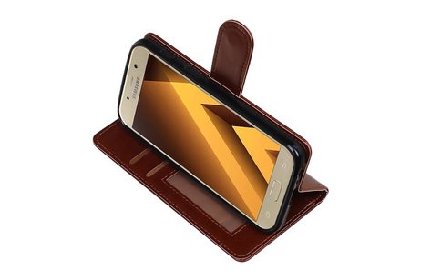 BAOHU Hoesje Geschikt voor Samsung Galaxy A3 2017 - Portemonnee hoesje booktype wallet case Bruin