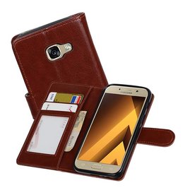 Galaxy A3 2017 Portemonnee hoesje booktype wallet case Bruin