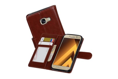 BAOHU Hoesje Geschikt voor Samsung Galaxy A3 2017 - Portemonnee hoesje booktype wallet case Bruin
