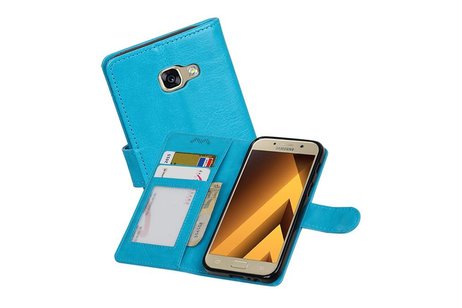 BAOHU Hoesje Geschikt voor Samsung Galaxy A3 2017 - Portemonnee hoes booktype wallet case Turquoise