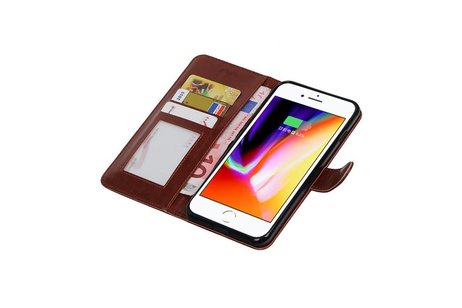 BAOHU Hoesje Geschikt voor iPhone 7 / 8 Plus - Portemonnee hoesje booktype wallet case Bruin