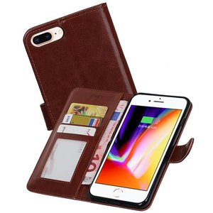 BAOHU Hoesje Geschikt voor iPhone 7 / 8 Plus - Portemonnee hoesje booktype wallet case Bruin