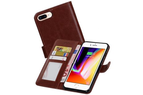 BAOHU Hoesje Geschikt voor iPhone 7 / 8 Plus - Portemonnee hoesje booktype wallet case Bruin