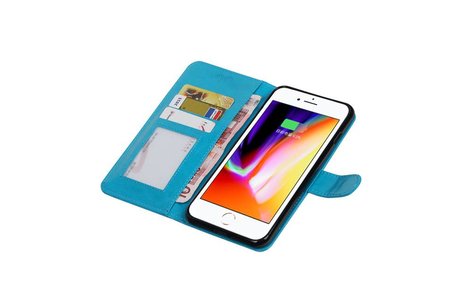 BAOHU Hoesje Geschikt voor iPhone 7 / 8 Plus - Portemonnee hoesje booktype wallet Turquoise
