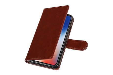 BAOHU Hoesje Geschikt voor iPhone X - Portemonnee hoesje booktype wallet case Bruin