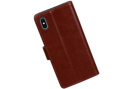 BAOHU Hoesje Geschikt voor iPhone X - Portemonnee hoesje booktype wallet case Bruin