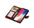 BAOHU Hoesje Geschikt voor iPhone X - Portemonnee hoesje booktype wallet case Bruin