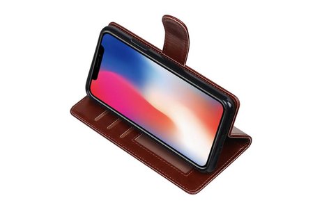 BAOHU Hoesje Geschikt voor iPhone X - Portemonnee hoesje booktype wallet case Bruin