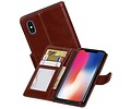 iPhone X Portemonnee hoesje booktype wallet case Bruin