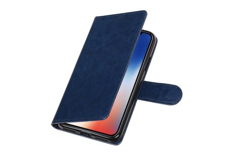 BAOHU Hoesje Geschikt voor iPhone X - Portemonnee hoesje booktype wallet case Donkerblauw