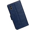 BAOHU Hoesje Geschikt voor iPhone X - Portemonnee hoesje booktype wallet case Donkerblauw