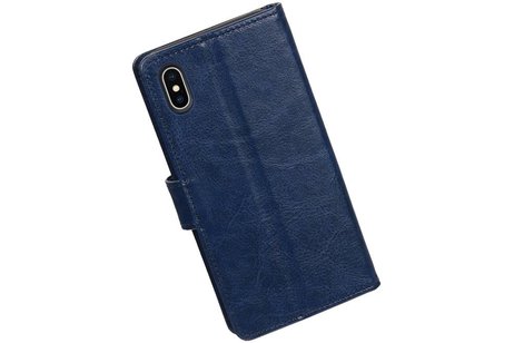 BAOHU Hoesje Geschikt voor iPhone X - Portemonnee hoesje booktype wallet case Donkerblauw