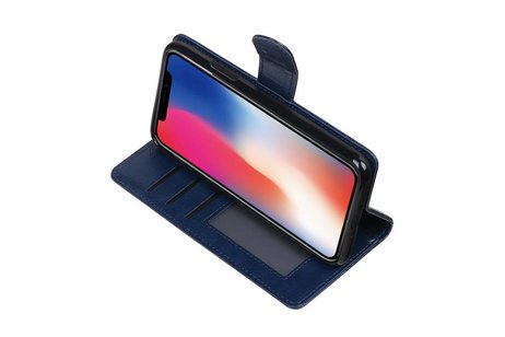 iPhone X Portemonnee hoesje booktype wallet case Donkerblauw