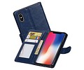 BAOHU Hoesje Geschikt voor iPhone X - Portemonnee hoesje booktype wallet case Donkerblauw