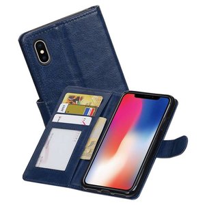 iPhone X Portemonnee hoesje booktype wallet case Donkerblauw