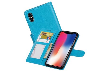 BAOHU Hoesje Geschikt voor iPhone X - Portemonnee hoesje booktype wallet case Turquoise