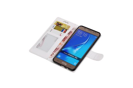 BAOHU Hoesje Geschikt voor Samsung Galaxy J5 2016 - Portemonnee hoesje booktype wallet case Wit