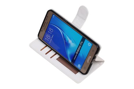 BAOHU Hoesje Geschikt voor Samsung Galaxy J7 2016 - Portemonnee hoesje booktype wallet case Wit