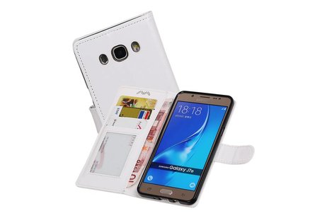 BAOHU Hoesje Geschikt voor Samsung Galaxy J7 2016 - Portemonnee hoesje booktype wallet case Wit