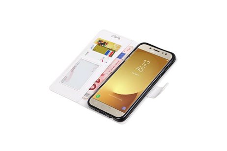 BAOHU Hoesje Geschikt voor Samsung Galaxy J7 2017 - Portemonnee hoesje booktype wallet case Wit