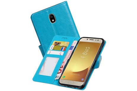 BAOHU Hoesje Geschikt voor Samsung Galaxy J7 2017 - Portemonnee hoesje booktype wallet Turquoise