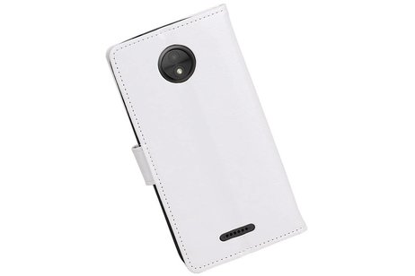 BAOHU Hoesje Geschikt voor Motorola Moto C - Portemonnee hoesje booktype wallet case Wit