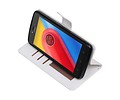 BAOHU Hoesje Geschikt voor Motorola Moto C - Portemonnee hoesje booktype wallet case Wit