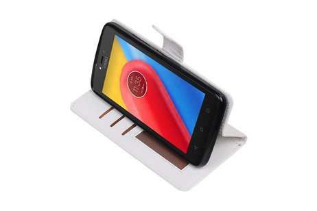 BAOHU Hoesje Geschikt voor Motorola Moto C - Portemonnee hoesje booktype wallet case Wit