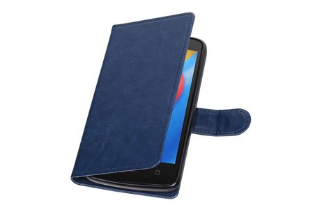 BAOHU Hoesje Geschikt voor Motorola Moto C - Portemonnee hoesje booktype wallet case Donkerblauw