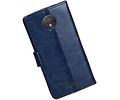 Moto C Portemonnee hoesje booktype wallet case Donkerblauw