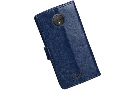 BAOHU Hoesje Geschikt voor Motorola Moto C - Portemonnee hoesje booktype wallet case Donkerblauw