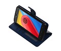 BAOHU Hoesje Geschikt voor Motorola Moto C - Portemonnee hoesje booktype wallet case Donkerblauw