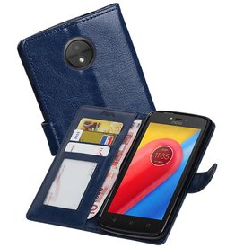 BAOHU Moto C Portemonnee hoesje booktype wallet case Donkerblauw