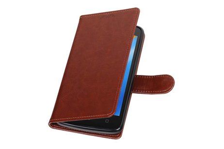 BAOHU Hoesje Geschikt voor Motorola Moto C - Portemonnee hoesje booktype wallet case Bruin