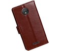 Moto C Portemonnee hoesje booktype wallet case Bruin